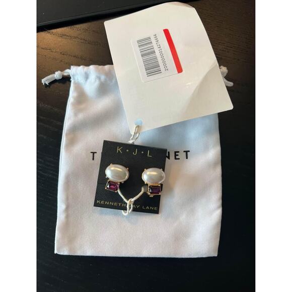 KENNETH JAY LANE Gold-plated, crystal and faux pearl clip earrings - Picture 2 of 4